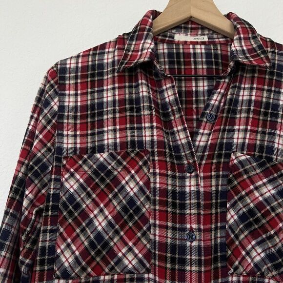 Moussy Plaid Vintage Button Down Top Size Free (One Size) Red Blue White - Picture 3 of 9